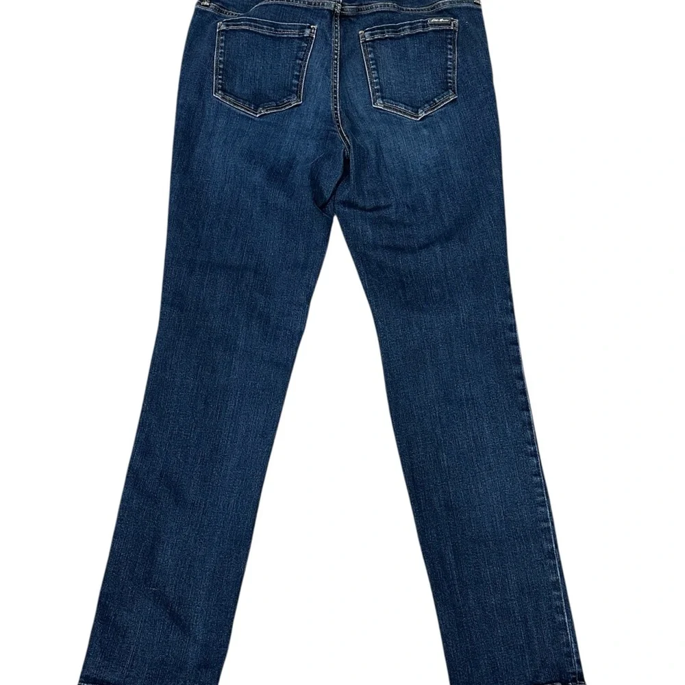 Women's Eddie Bauer 4 Small Jeans Slim Curvy Denim Navy Blue Straight Stretch - Picture 5 of 13